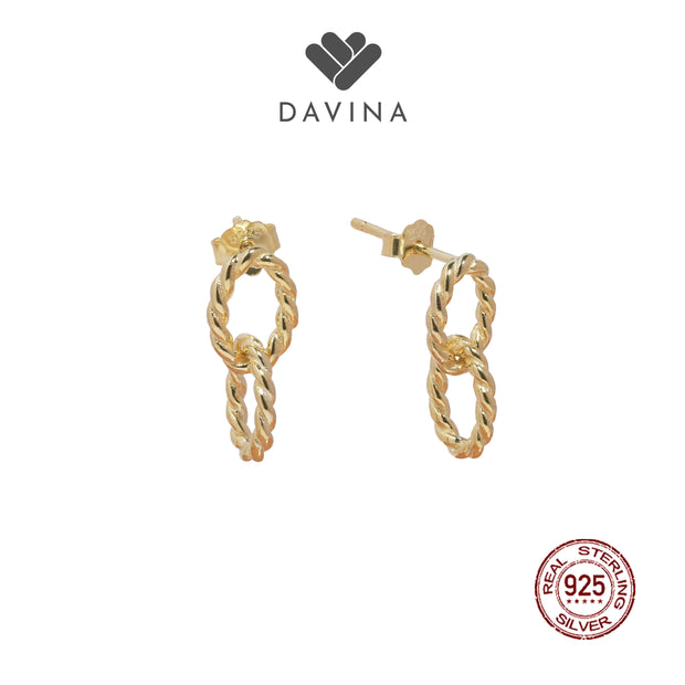 DAVINA Ladies Twilla Earrings Gold Color Sterling Silver 925
