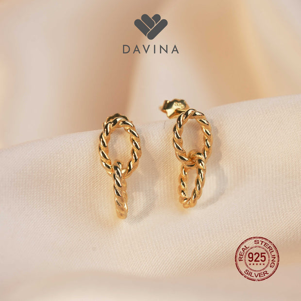 DAVINA Ladies Twilla Earrings Gold Color Sterling Silver 925