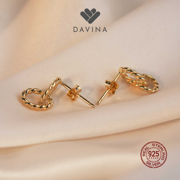 DAVINA Ladies Twilla Earrings Gold Color Sterling Silver 925