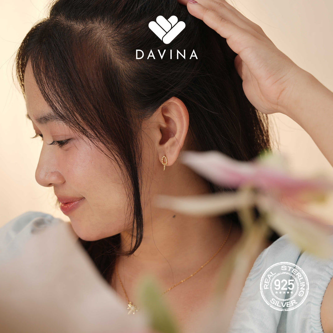 DAVINA Ladies Twilla Earrings Gold Color Sterling Silver 925