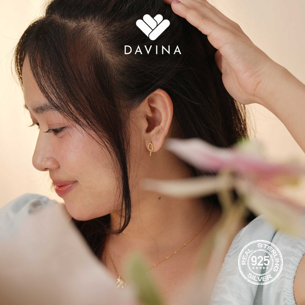 DAVINA Ladies Twilla Earrings Gold Color Sterling Silver 925