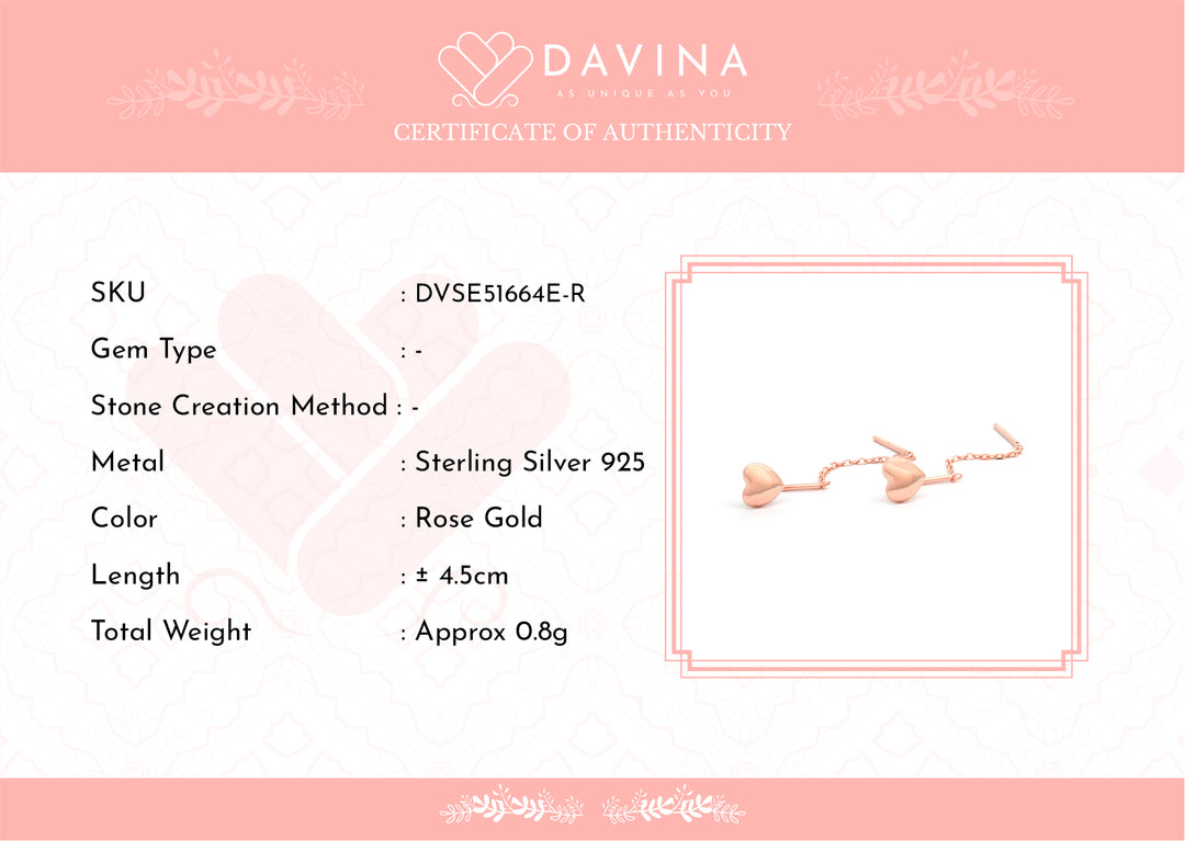 DAVINA Ladies Belene Earrings Rose Gold Plated Sterling Silver 925