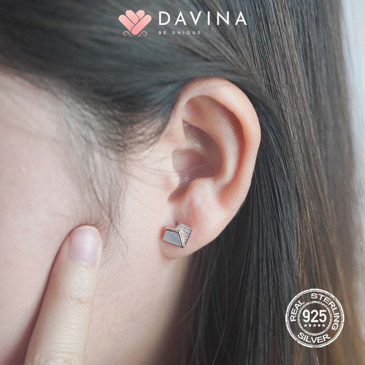 DAVINA Ladies Lovela White Earrings  Rose Gold Color Sterling Silver 925