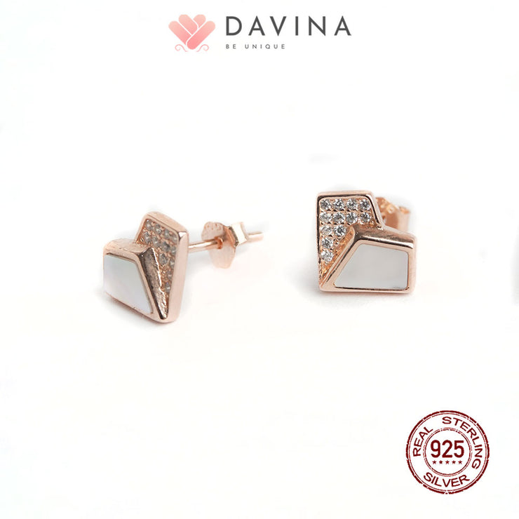 DAVINA Ladies Lovela White Earrings  Rose Gold Color S925