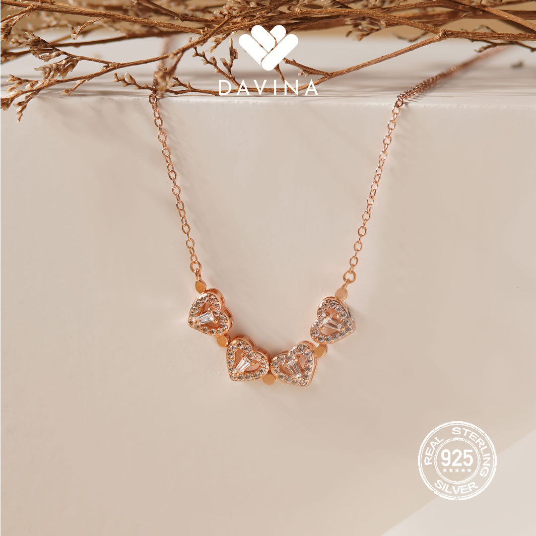 DAVINA Ladies Lexa Necklace Rose Gold Plated Sterling Silver 925