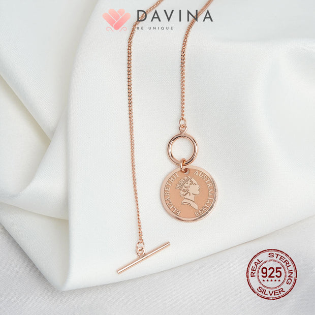 DAVINA Ladies Veins Necklace Rose Gold Color Sterling Silver 925