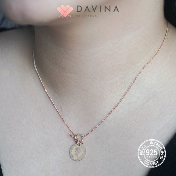 DAVINA Ladies Veins Necklace Rose Gold Color Sterling Silver 925