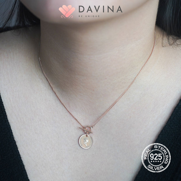 DAVINA Ladies Veins Necklace Rose Gold Color Sterling Silver 925