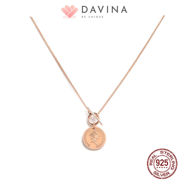 DAVINA Ladies Veins Necklace Rose Gold Color Sterling Silver 925