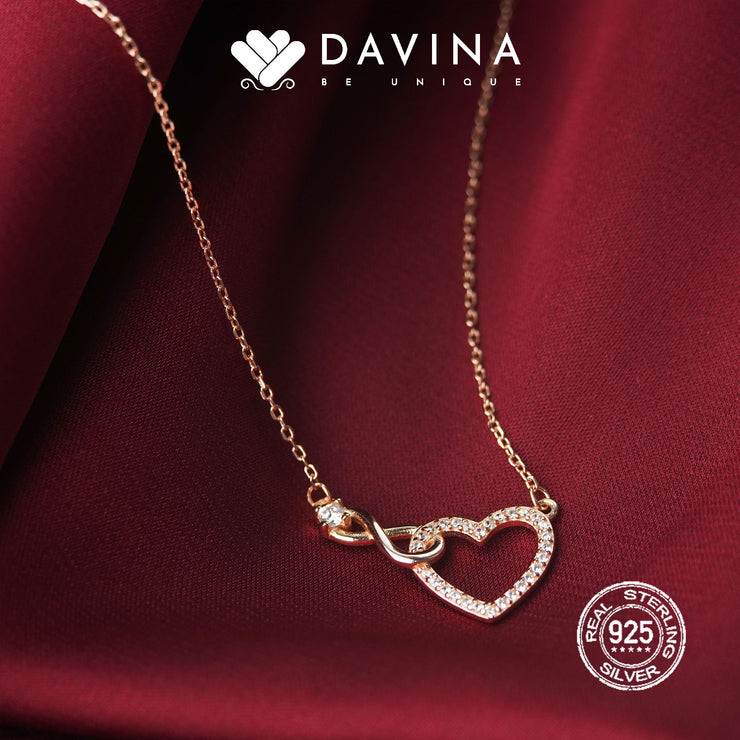 DAVINA Ladies Amore Necklace Rose Gold Plated Sterling Silver 925