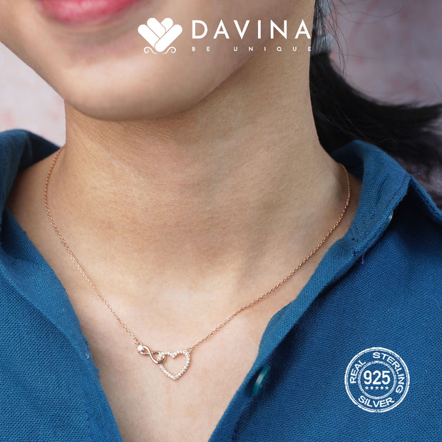 DAVINA Ladies Amore Necklace Rose Gold Color S925