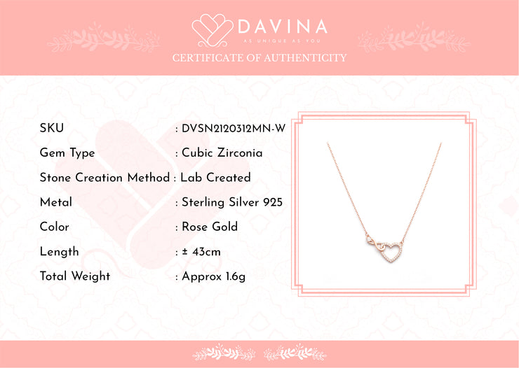 DAVINA Ladies Amore Necklace Rose Gold Plated Sterling Silver 925