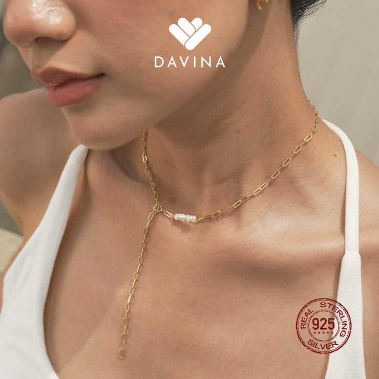 DAVINA Ladies Carla Necklace Gold Color Sterling Silver 925