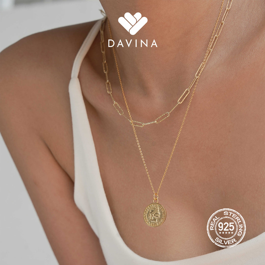DAVINA Ladies Danicha Necklace Gold Color Sterling Silver 925