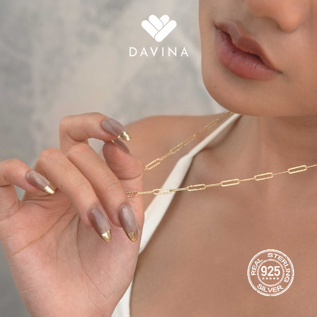 DAVINA Ladies Danicha Necklace Gold Color Sterling Silver 925