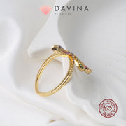 DAVINA Ladies Snackie Ring Gold Color Sterling Silver 925