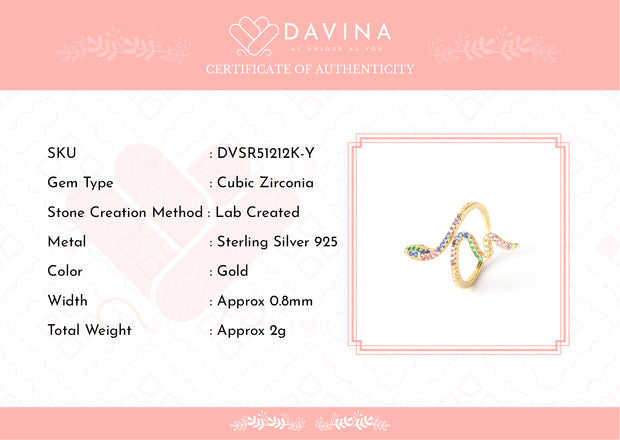 DAVINA Ladies Snackie Ring Gold Color Sterling Silver 925