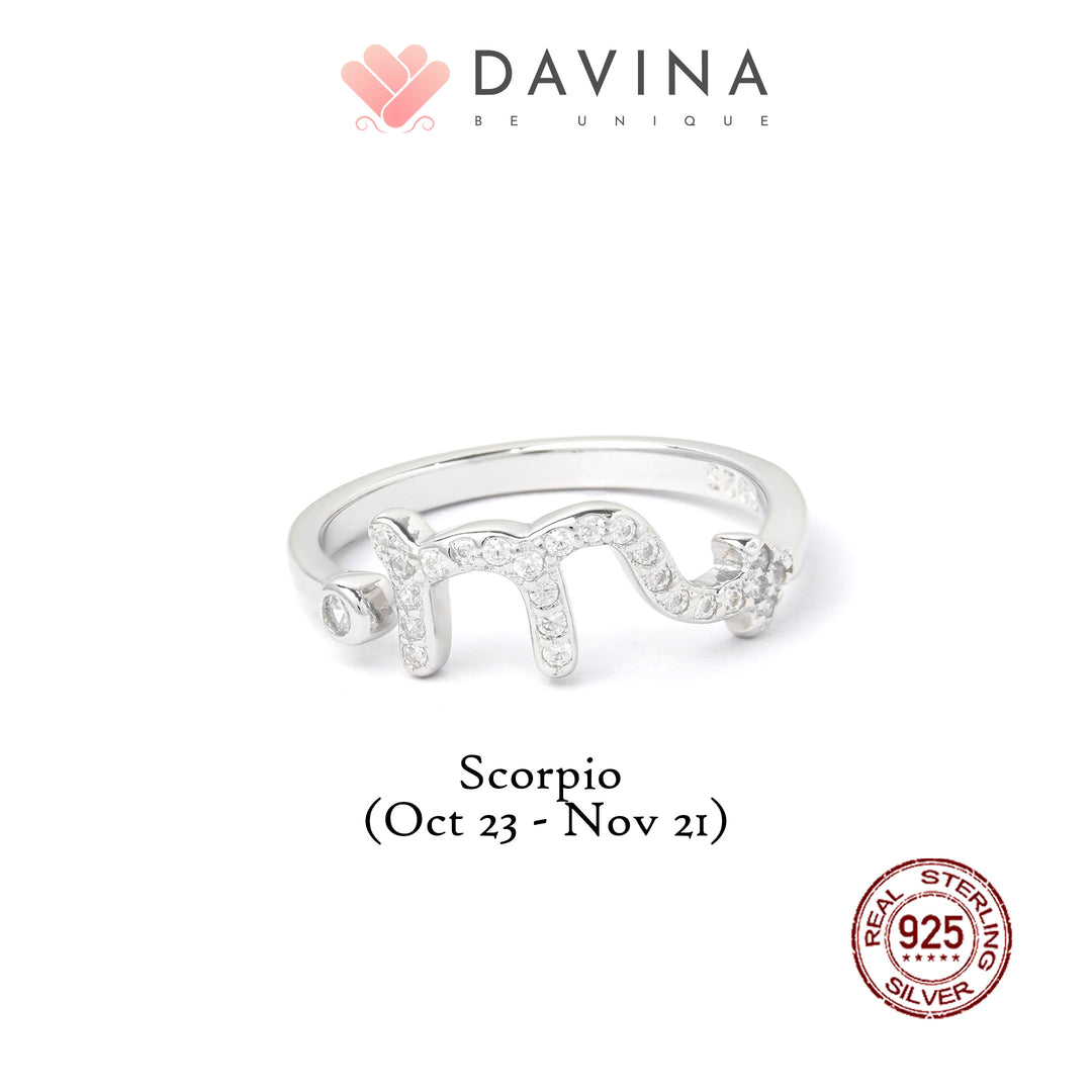 DAVINA Ladies Zodiac Ring Sterling Silver 925