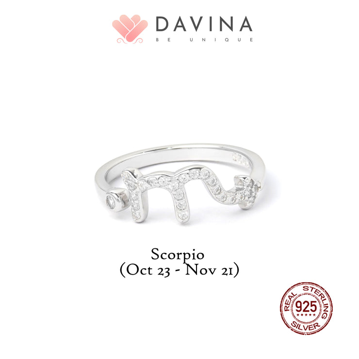 DAVINA Ladies Zodiac Ring Sterling Silver 925