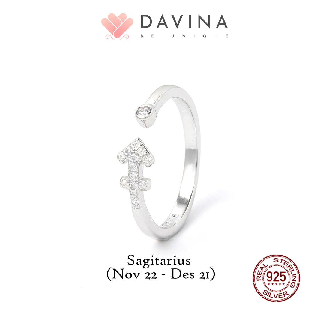 DAVINA Ladies Zodiac Ring Sterling Silver 925