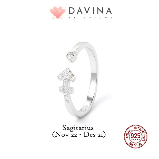DAVINA Ladies Zodiac Ring Sterling Silver 925