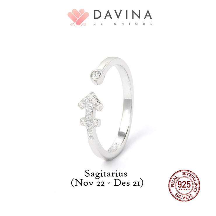 DAVINA Ladies Zodiac Ring Sterling Silver 925