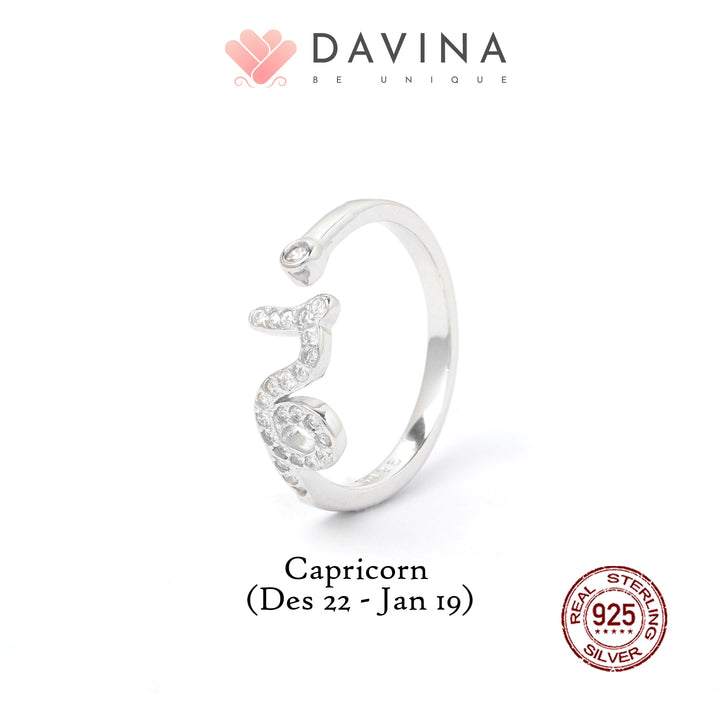 DAVINA Ladies Zodiac Ring Sterling Silver 925