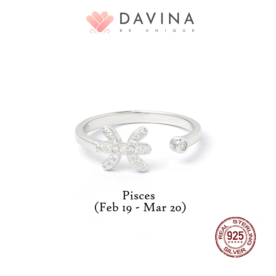 DAVINA Ladies Zodiac Ring Sterling Silver 925