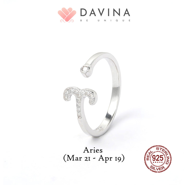 DAVINA Ladies Zodiac Ring Sterling Silver 925