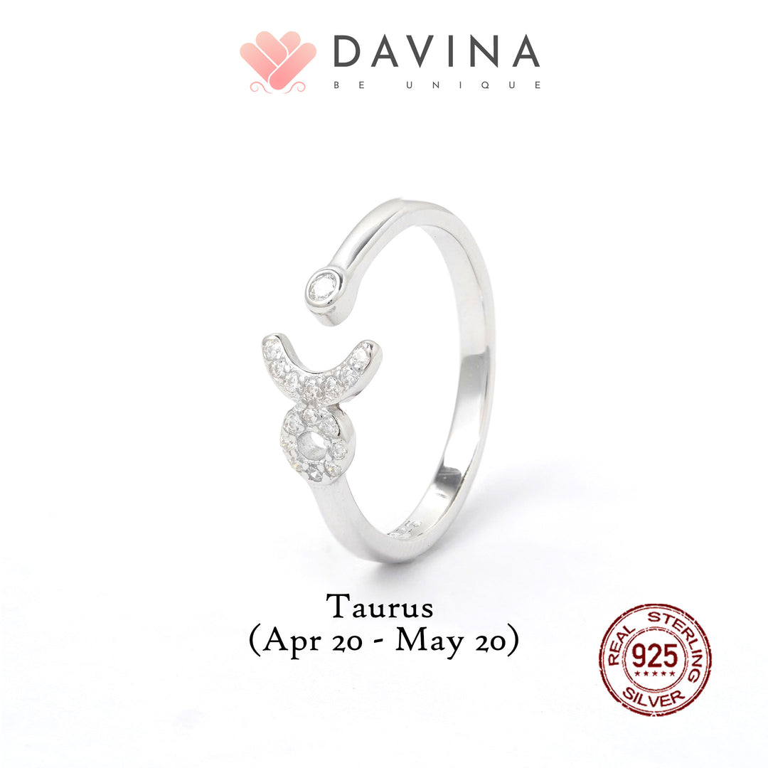 DAVINA Ladies Zodiac Ring Sterling Silver 925