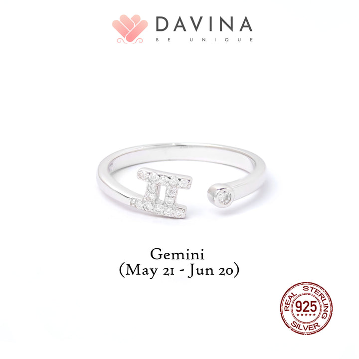 DAVINA Ladies Zodiac Ring Sterling Silver 925