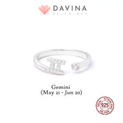 DAVINA Ladies Zodiac Ring Sterling Silver 925