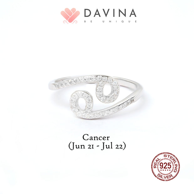 DAVINA Ladies Zodiac Ring Sterling Silver 925