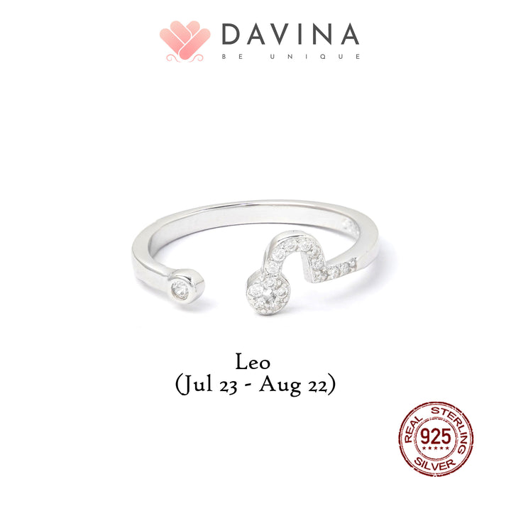 DAVINA Ladies Zodiac Ring Sterling Silver 925