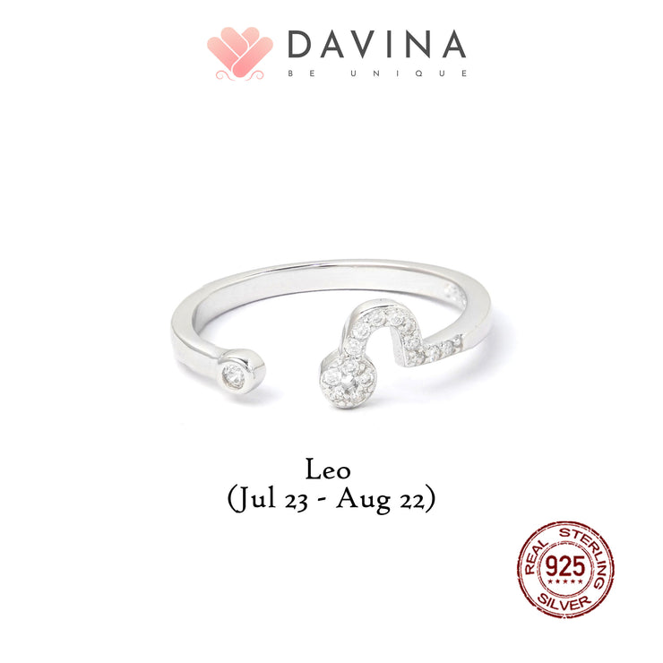 DAVINA Ladies Zodiac Ring Sterling Silver 925