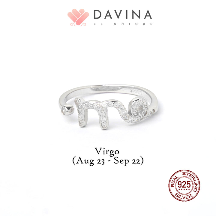 DAVINA Ladies Zodiac Ring Sterling Silver 925