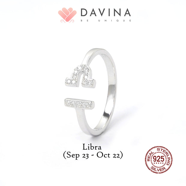 DAVINA Ladies Zodiac Ring Sterling Silver 925