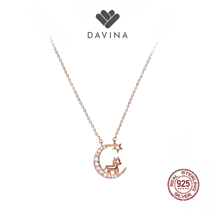 DAVINA Ladies Chinese Zodiac Necklace Rose Gold Color Sterling Silver 925