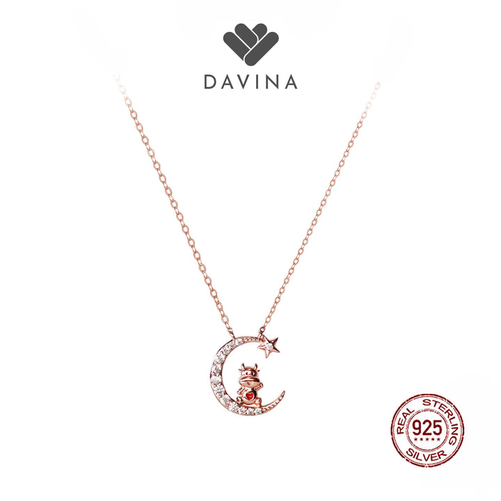 DAVINA Ladies Chinese Zodiac Necklace Rose Gold Color Sterling Silver 925