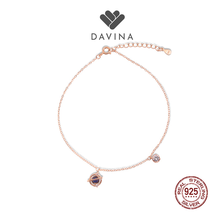 DAVINA Ladies Castore Anklet Rose Gold Sterling Silver 925