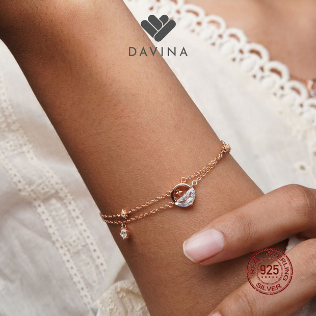 DAVINA Ladies Ginella Bracelet Rose Gold Plated Sterling Silver 925