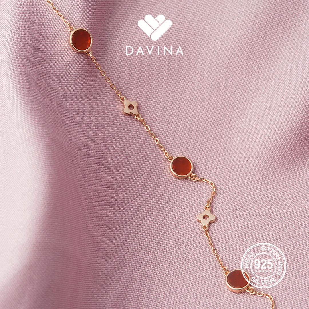 DAVINA Ladies Jenneth Red Bracelet Rose Gold Plated Sterling Silver 925