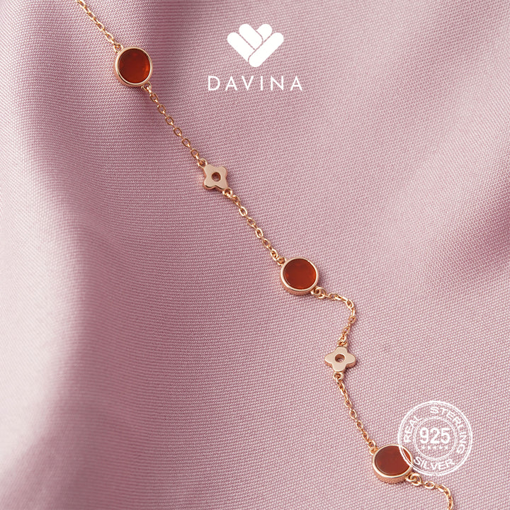 DAVINA Ladies Jenneth Red Bracelet Rose Gold Plated Sterling Silver 925