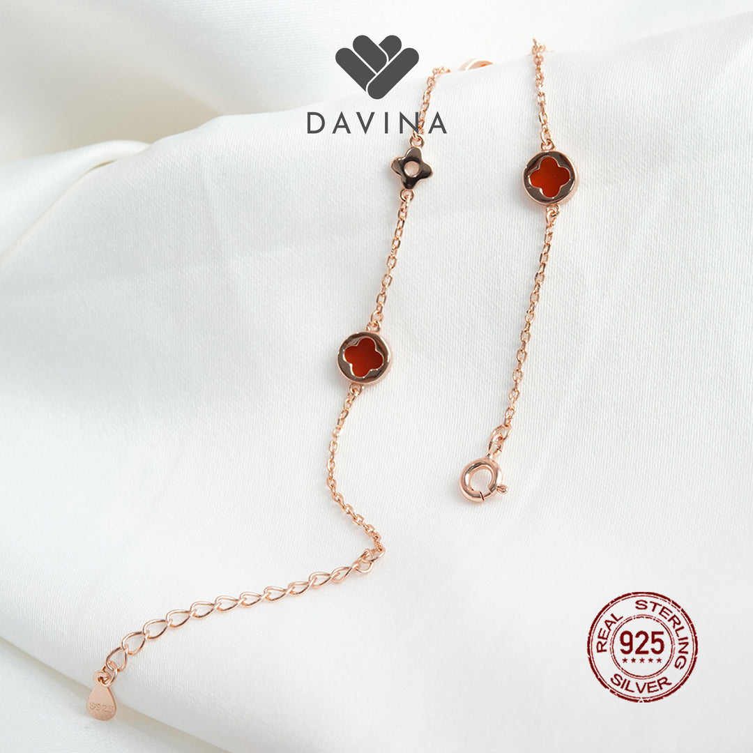 DAVINA Ladies Jenneth Red Bracelet Rose Gold Plated Sterling Silver 925