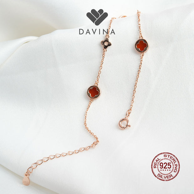 DAVINA Ladies Jenneth Red Bracelet Rose Gold Color Sterling Silver 925