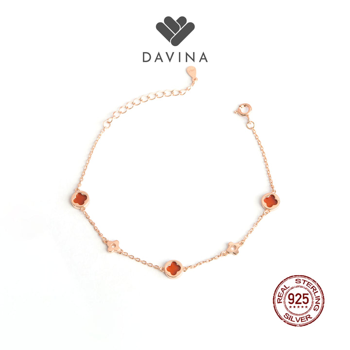 DAVINA Ladies Jenneth Red Bracelet Rose Gold Plated Sterling Silver 925