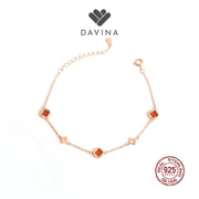 DAVINA Ladies Jenneth Red Bracelet Rose Gold Color Sterling Silver 925