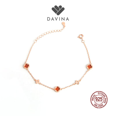 DAVINA Ladies Jenneth Red Bracelet Rose Gold Color Sterling Silver 925