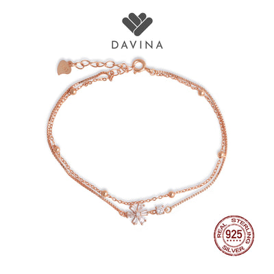 DAVINA Ladies Florae Bracelet Rose Gold Color Sterling Silver 925