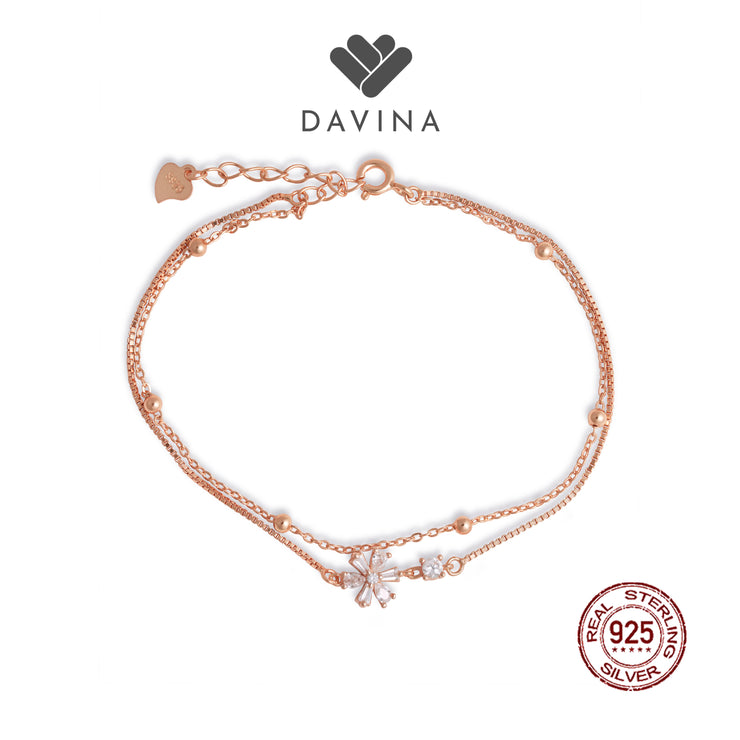 DAVINA Ladies Florae Bracelet Rose Gold Color Sterling Silver 925